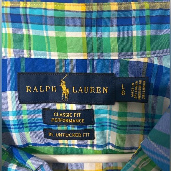 Ralph Lauren Classic Fit Performance Plaid Button Up Size Large. RL Untucked Fit - Picture 3 of 9